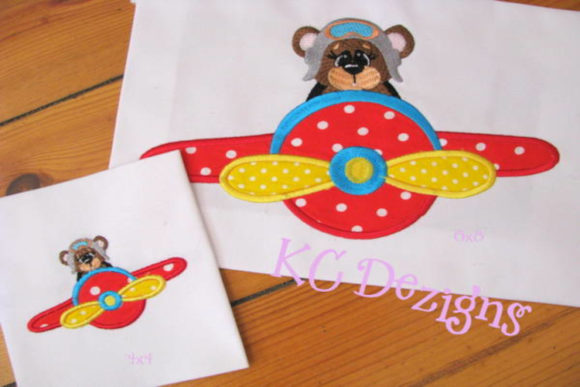 Adorable Aviator Bear 01 Applique Design