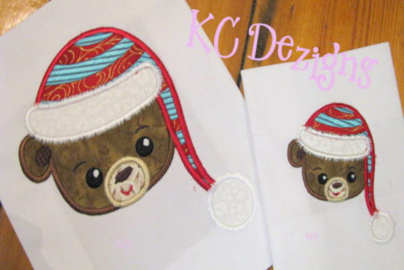 Christmas Teddy Bear Face: A Charming Embroidery Design