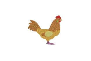 Friesan Chicken: Farm Animal Embroidery for Etsy