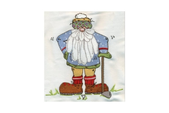 Sassy Golfing Santa: A Festive Embroidery Design