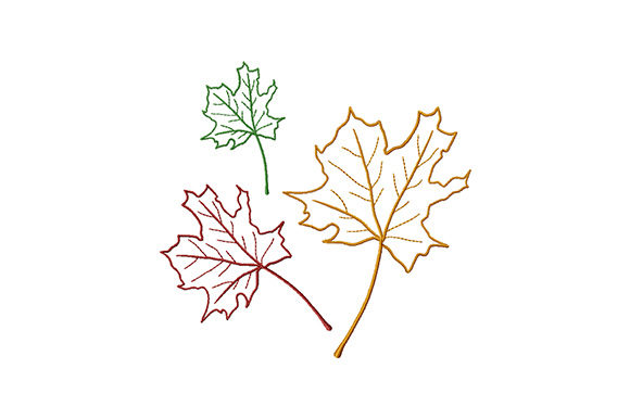 Three Colored Maple Leaves: A Perfect Autumn Embroidery